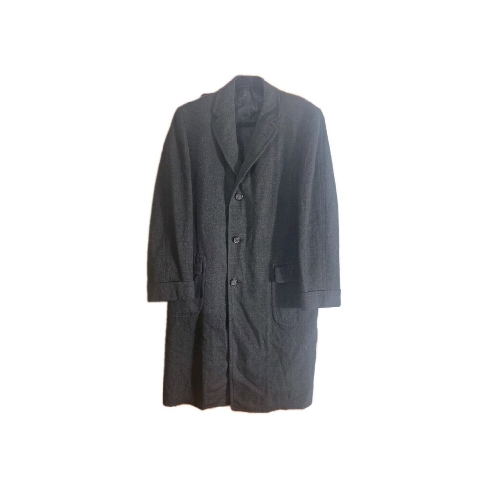 Vintage Mens Higbee Company Wool Overcoat Grey Single Breasted. HL128